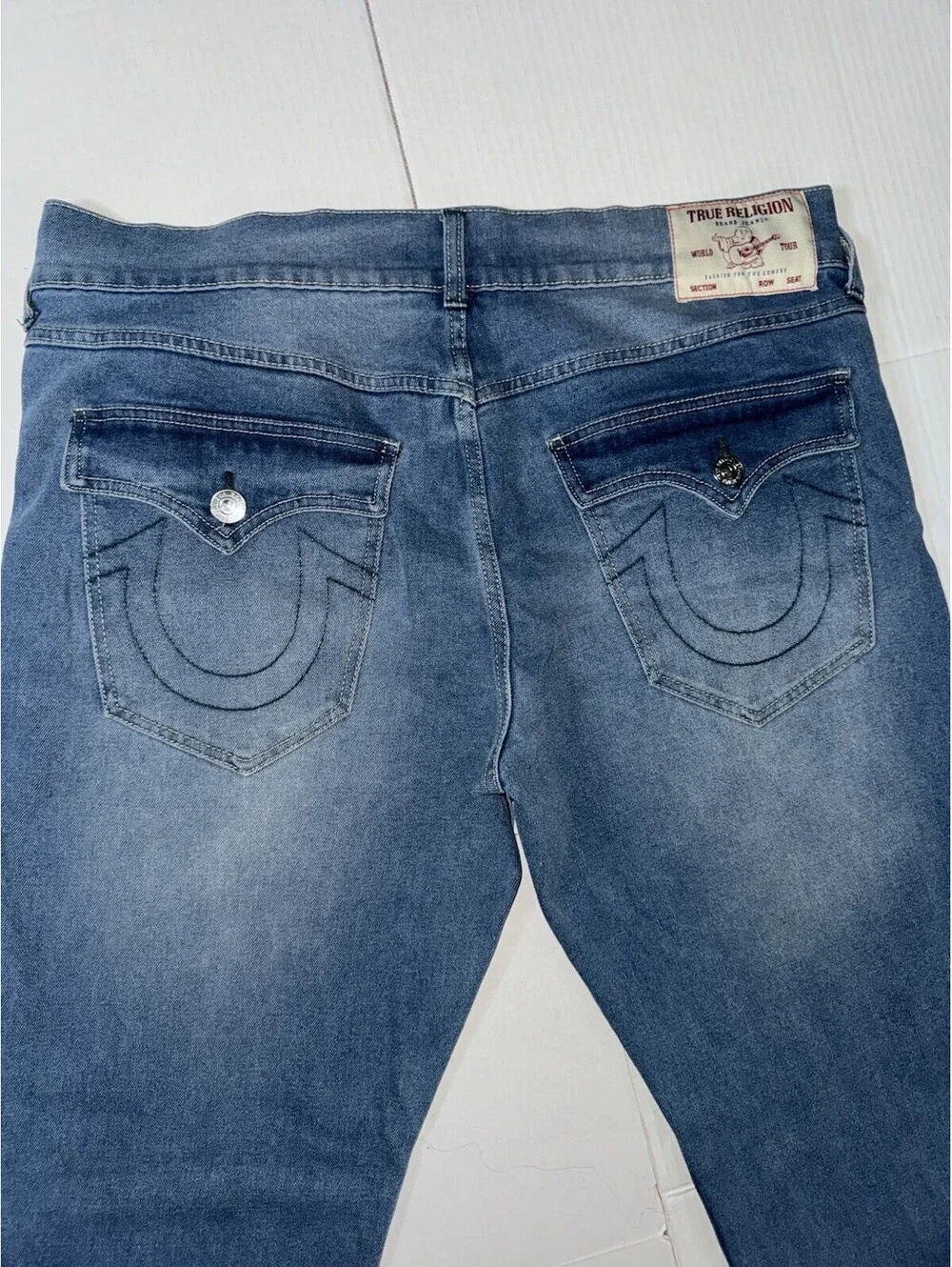 True Religion 36x34 Ricky Relaxed Straight Jeans Light Blue